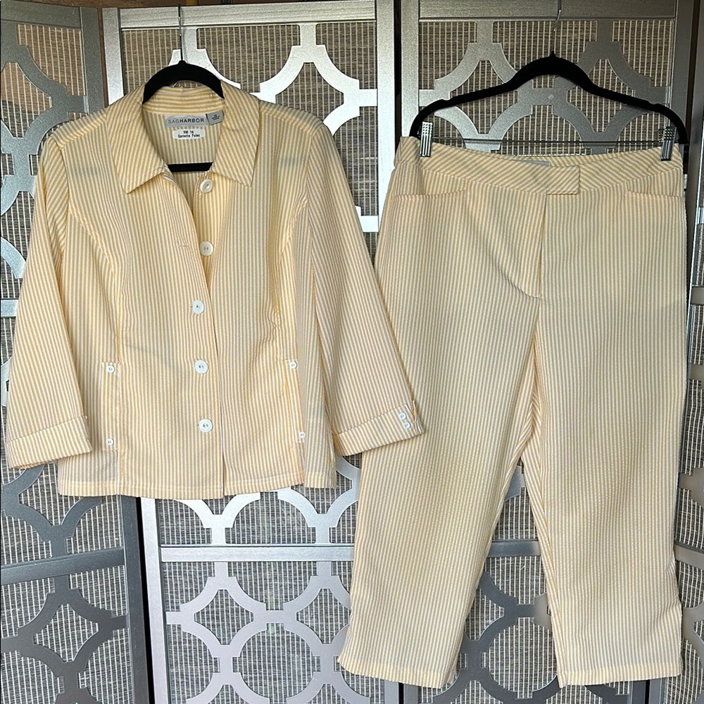 Sag Harbor Yellow and White Pantsuit